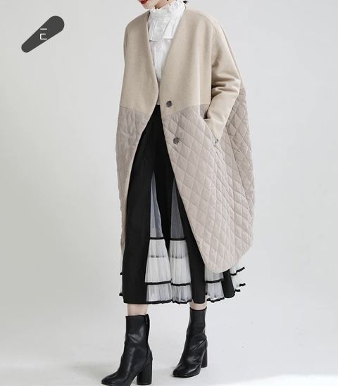 Apricot Big Size Long Cotton-Padded Coat